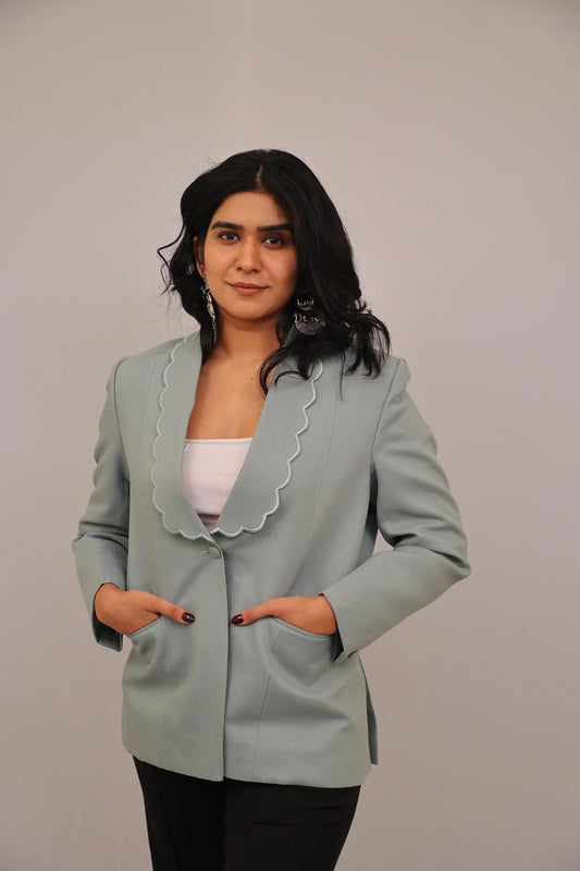 The Scallop Edge Blazer – Mint Mist