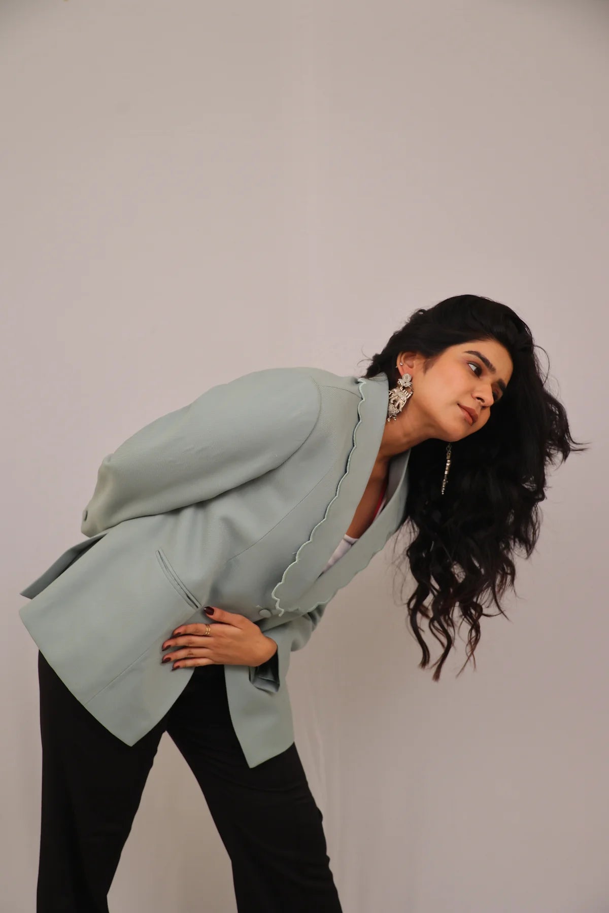 The Scallop Edge Blazer – Mint Mist