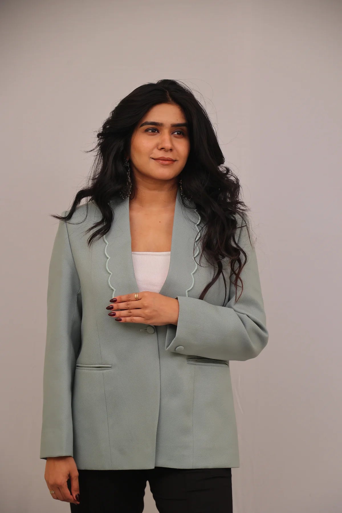 The Scallop Edge Blazer – Mint Mist