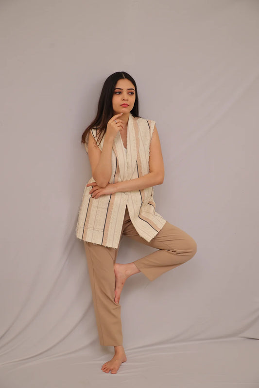 The Fringe Stripe Waistcoat – Desert Dune