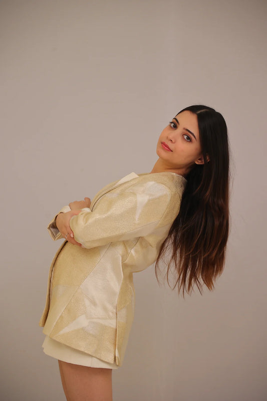 Luxe Beam Metallic Blazer – Gold Mirage