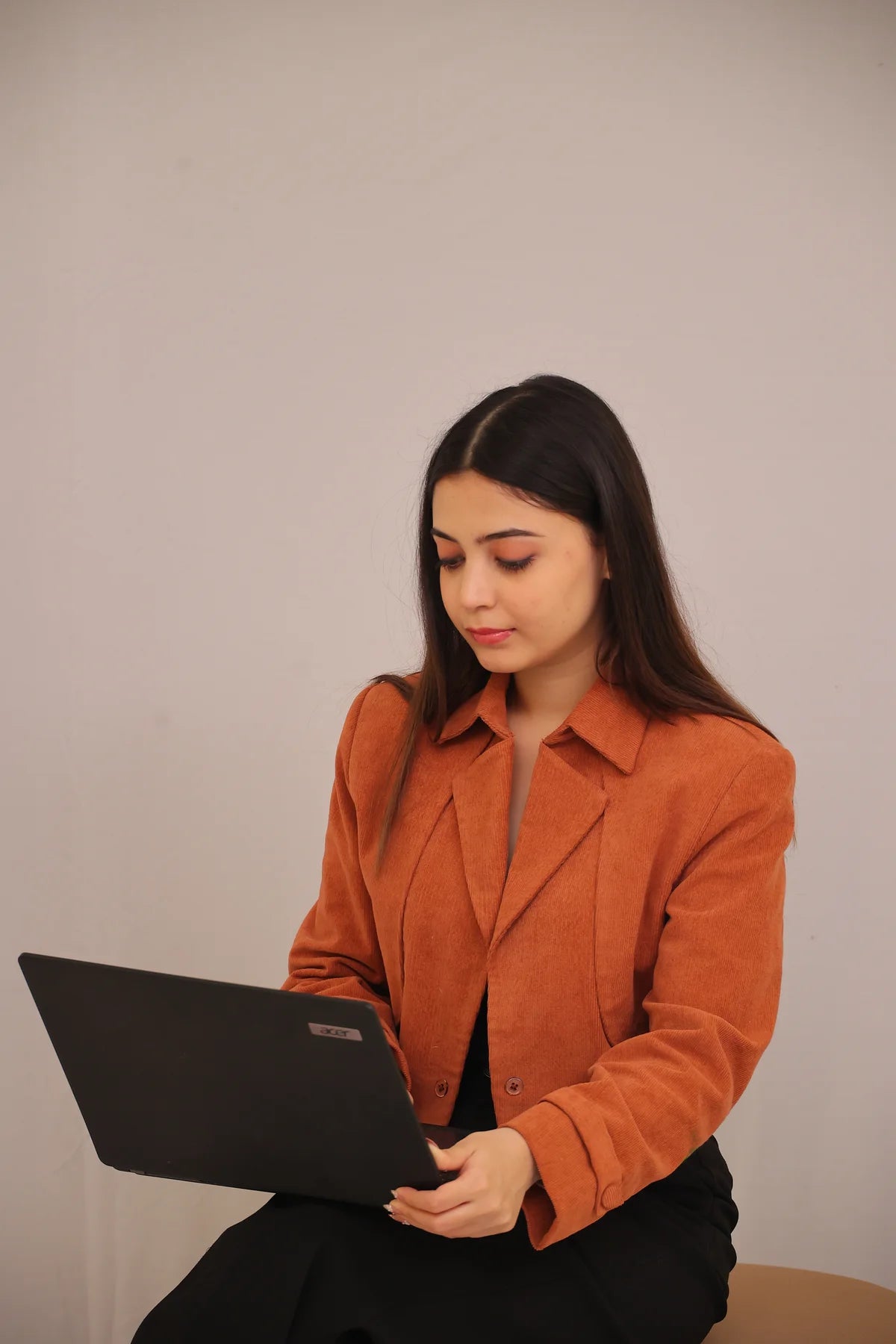 Terracotta Muse – Cropped Corduroy Blazer