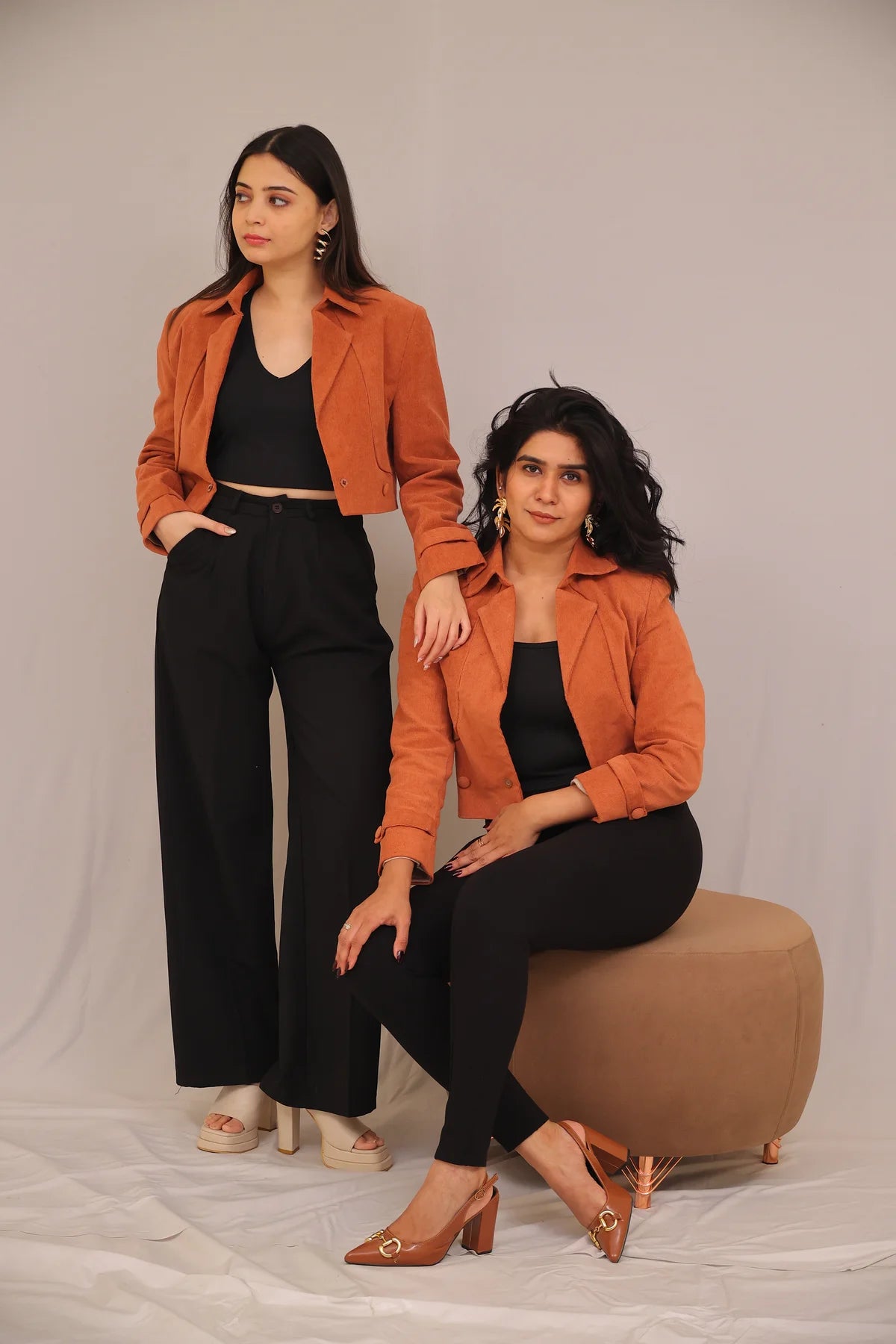 Terracotta Muse – Cropped Corduroy Blazer