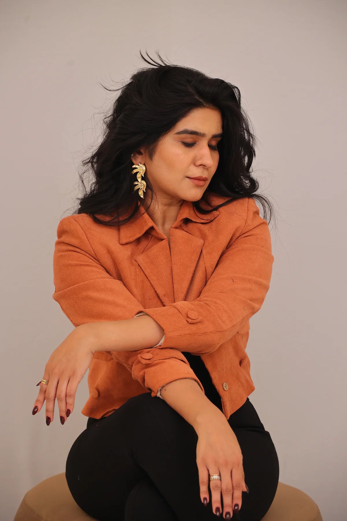 Terracotta Muse – Cropped Corduroy Blazer