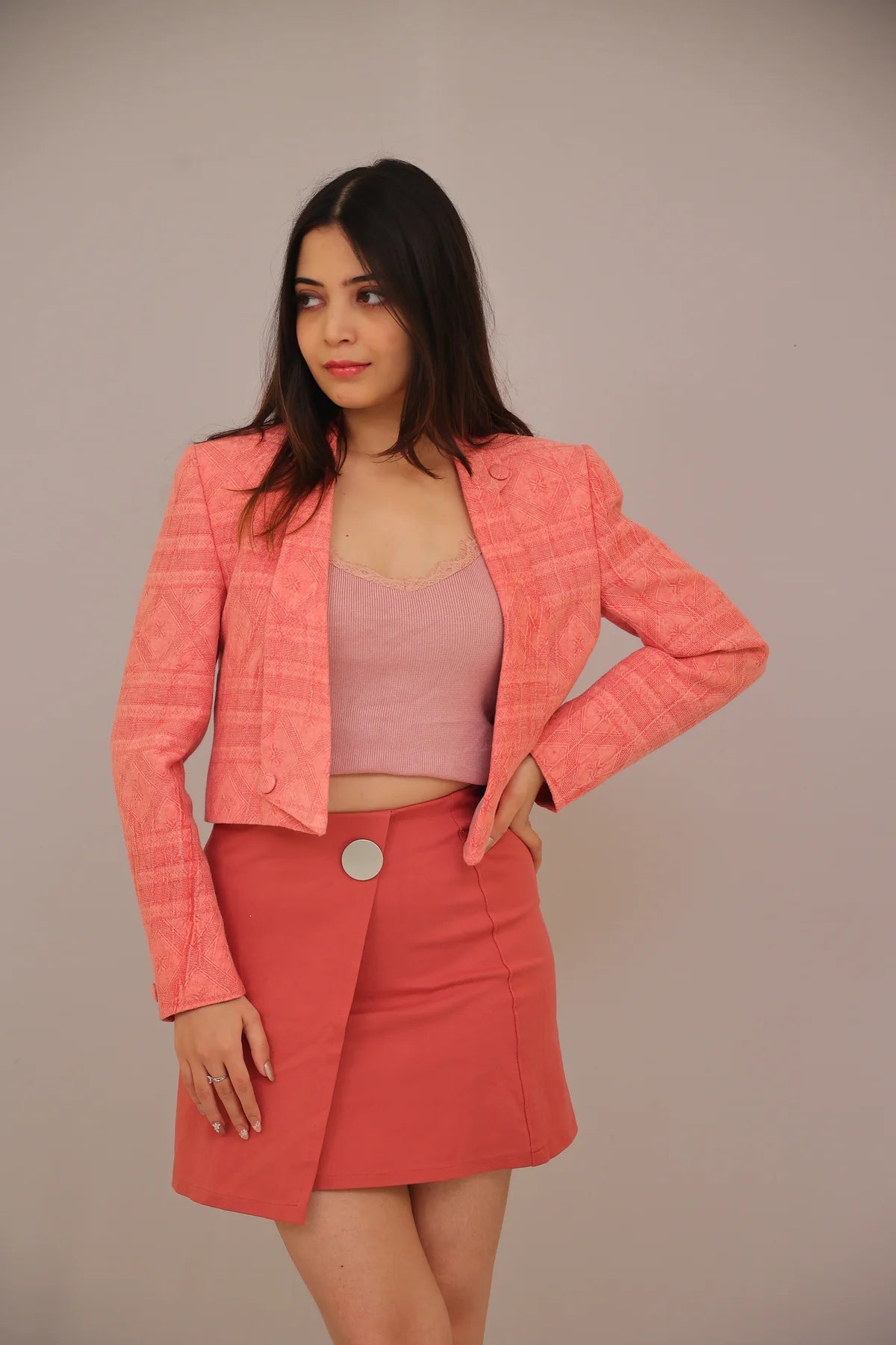 The Power Pop Cropped Blazer – Pink Crush