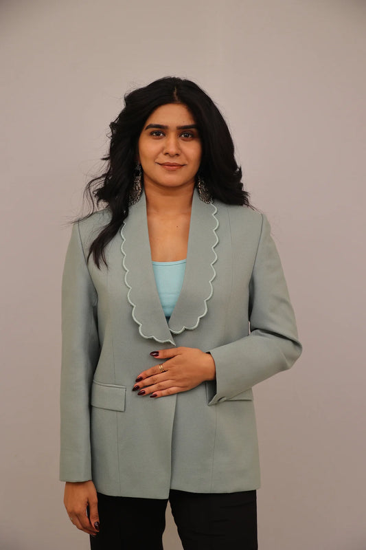 The Scallop Edge Blazer – Mint Mist