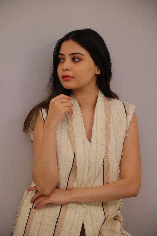 The Fringe Stripe Waistcoat – Desert Dune