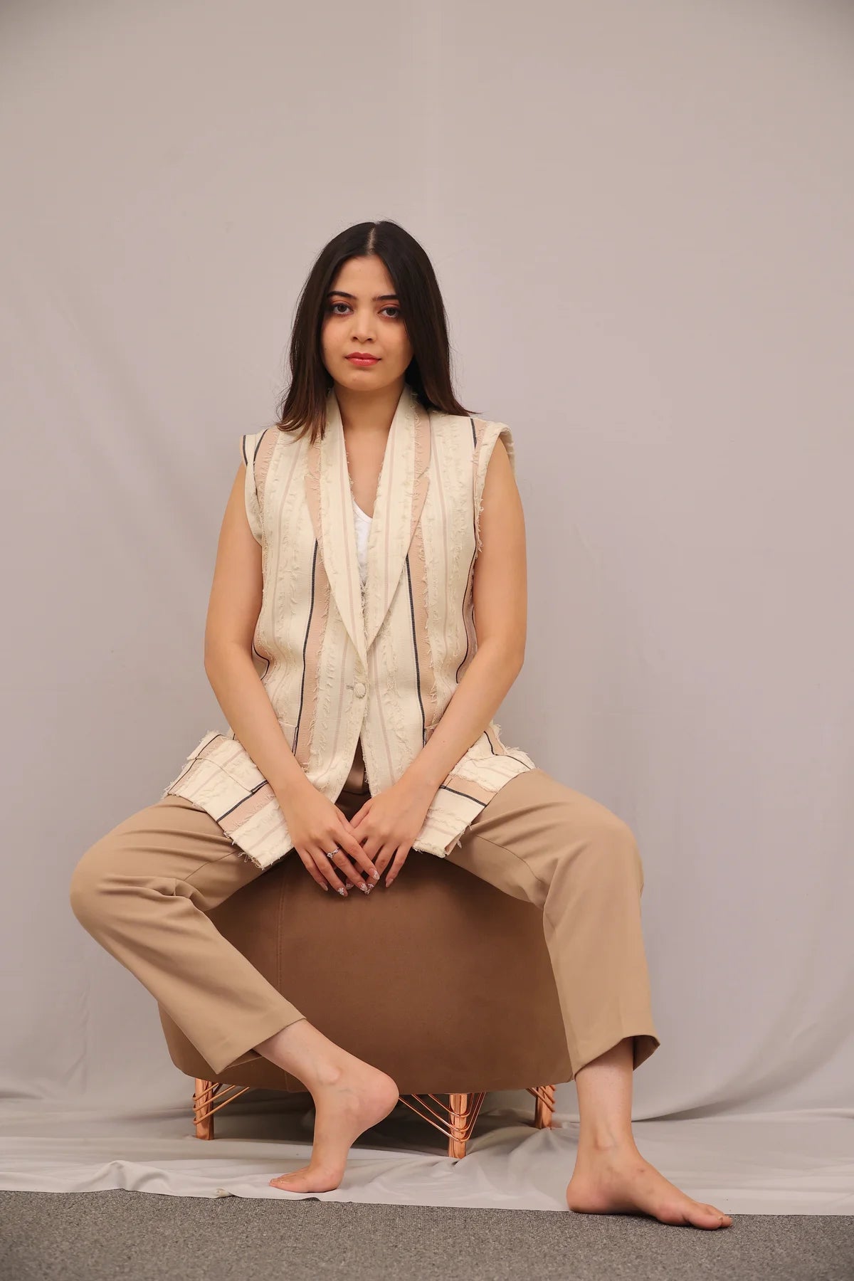 The Fringe Stripe Waistcoat – Desert Dune