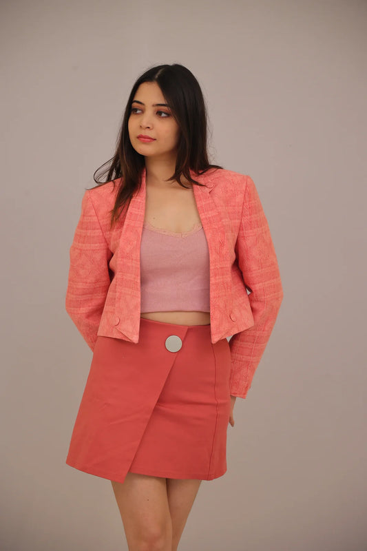 The Power Pop Cropped Blazer – Pink Crush